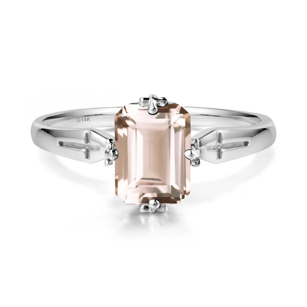 Solitaire Morganite Gothic Cross Ring