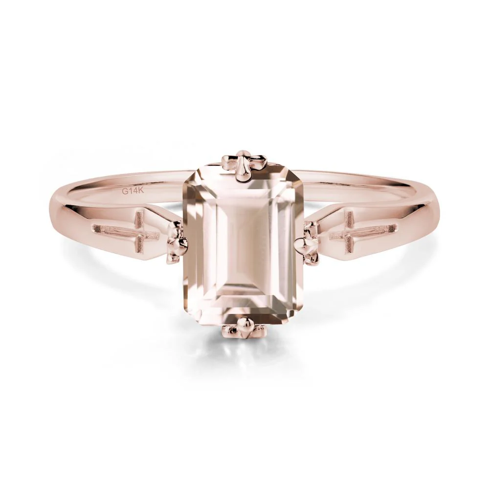 Solitaire Morganite Gothic Cross Ring - Image 2