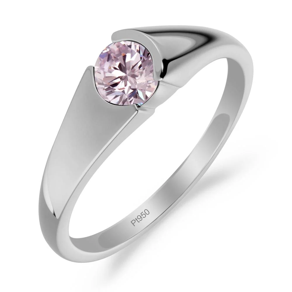 Solitaire Pink Cubic Zirconia Promise Ring - Image 3