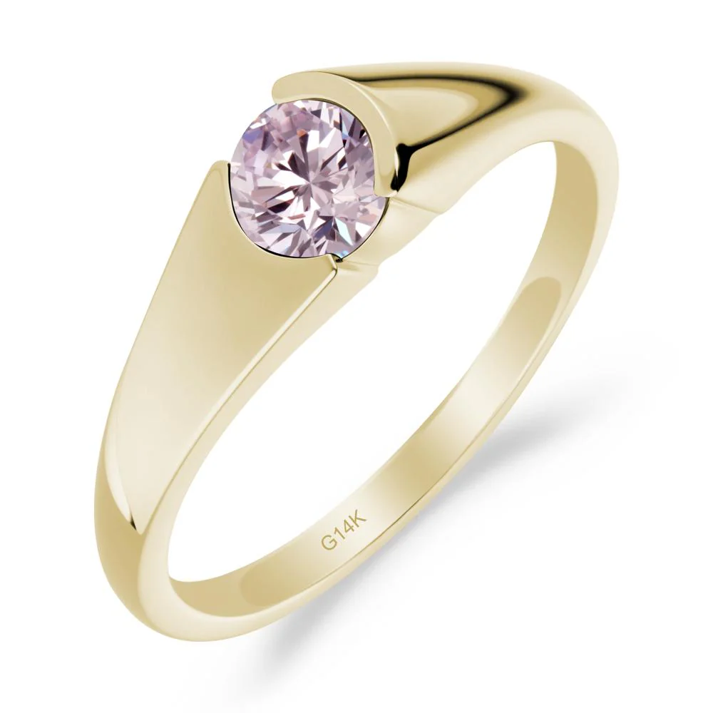 Solitaire Pink Cubic Zirconia Promise Ring - Image 4