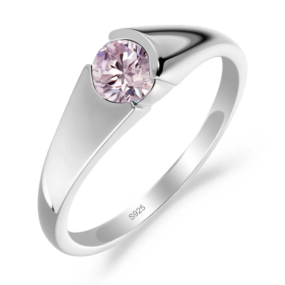 Solitaire Pink Cubic Zirconia Promise Ring - Image 7