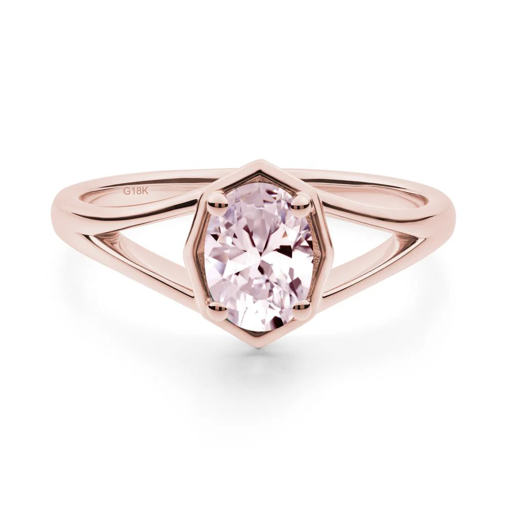 Solitaire Pink Cubic Zirconia Ring with Octagon Frame - Image 2