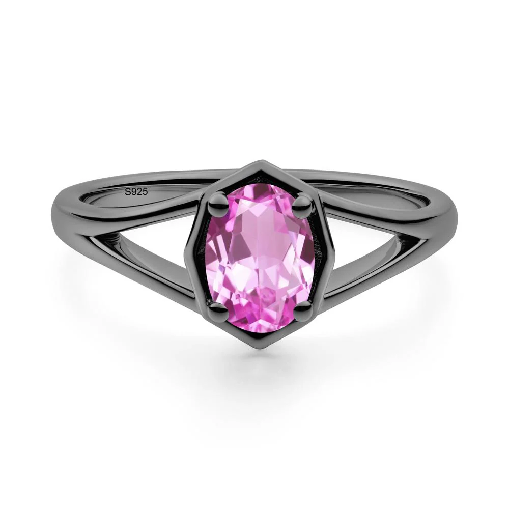Solitaire Pink Sapphire Ring with Octagon Frame - Image 4