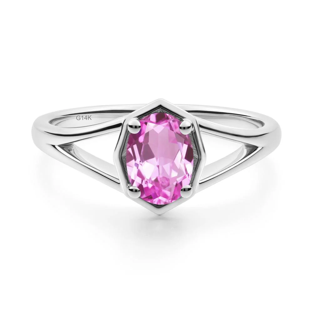 Solitaire Pink Sapphire Ring with Octagon Frame - Image 5