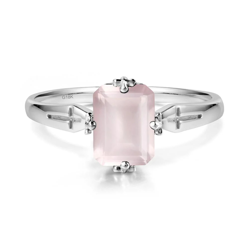 Solitaire Rose Quartz Gothic Cross Ring - Image 6
