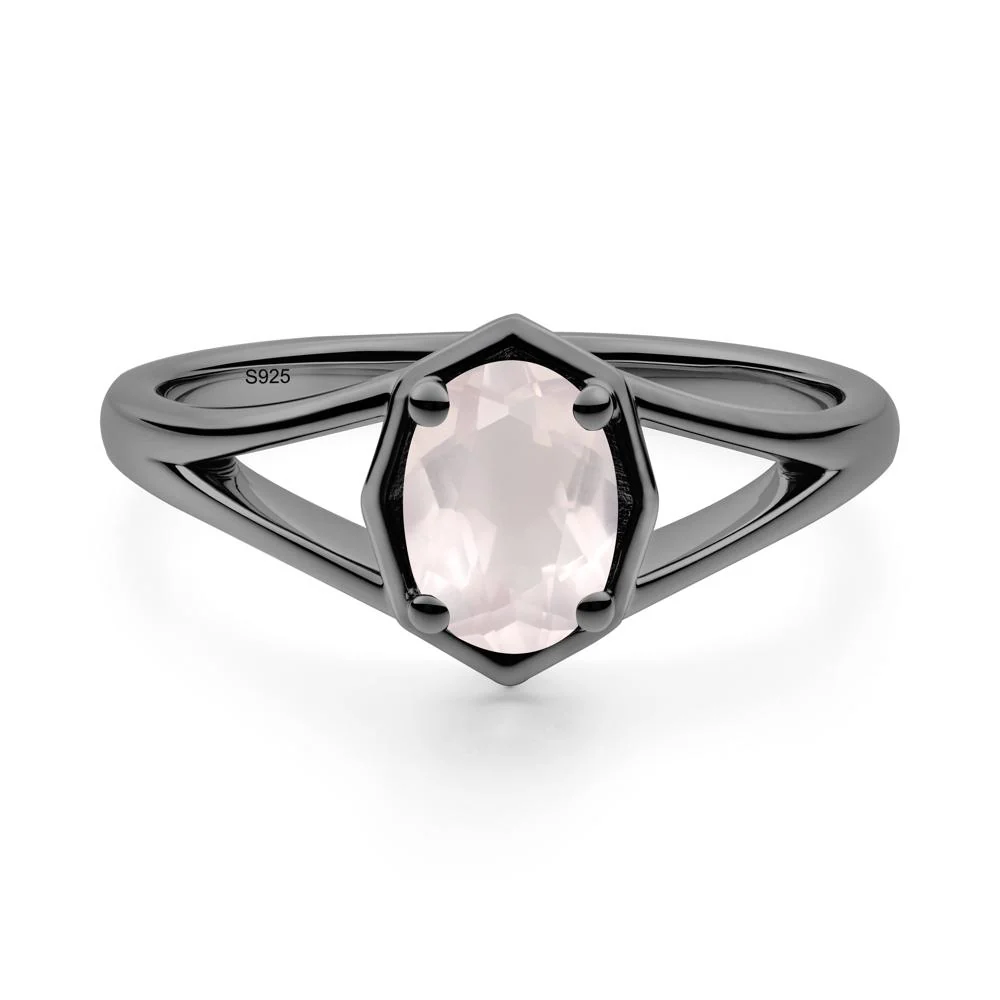 Solitaire Rose Quartz Ring with Octagon Frame - Image 3