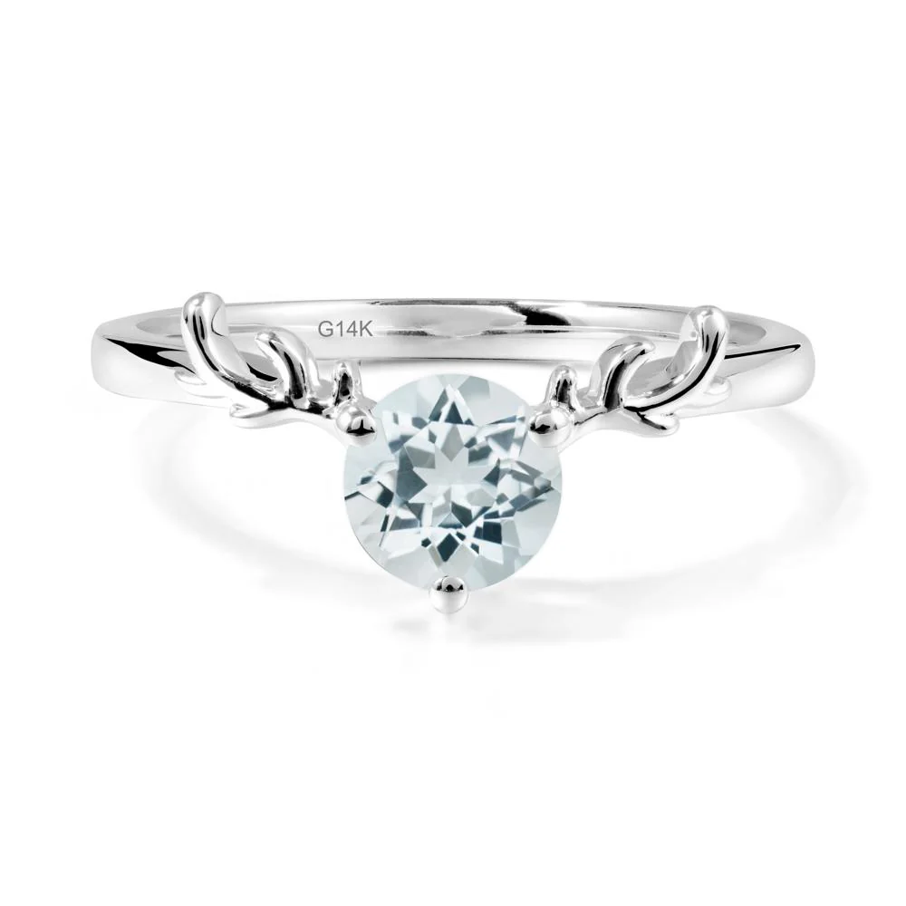 Round Aquamarine Antler Christmas Ring - Image 2