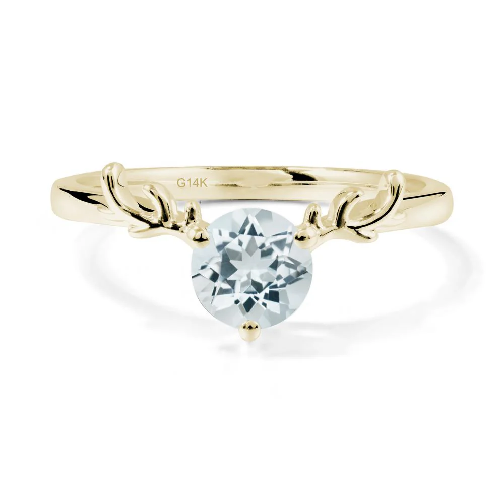 Round Aquamarine Antler Christmas Ring - Image 3