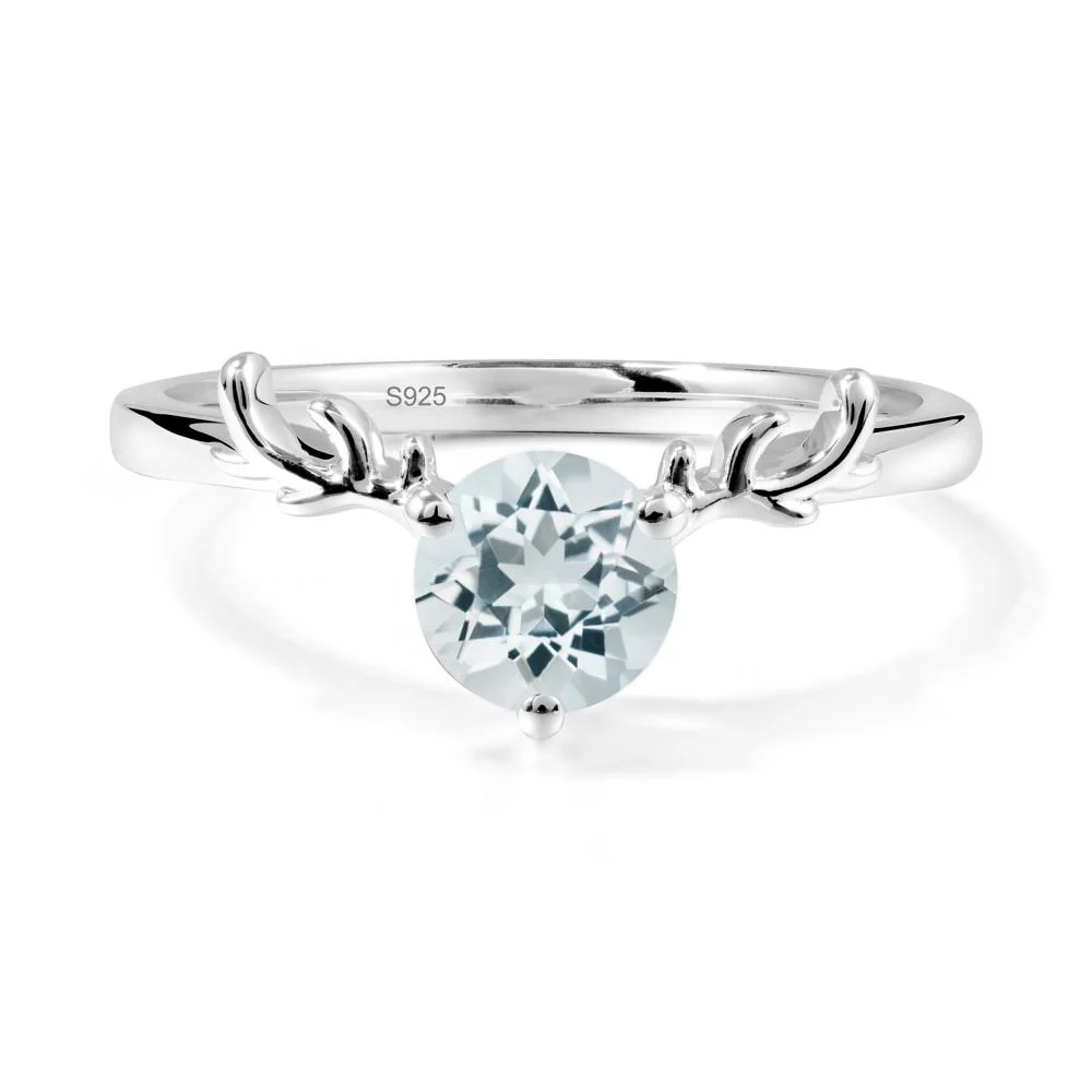 Round Aquamarine Antler Christmas Ring - Image 9