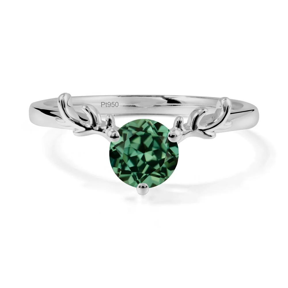 Round Green Sapphire Reindeer Ring - Image 8