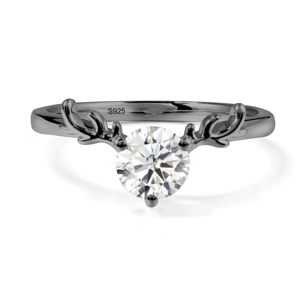 Round Moissanite Antler Christmas Ring
