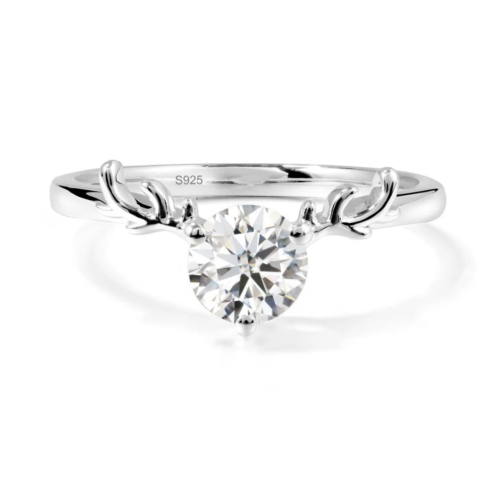 Round Moissanite Antler Christmas Ring - Image 9
