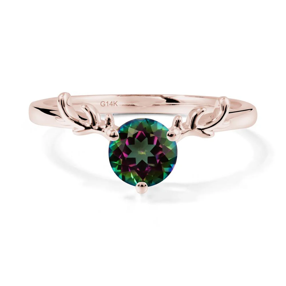 Round Mystic Topaz Antler Christmas Ring