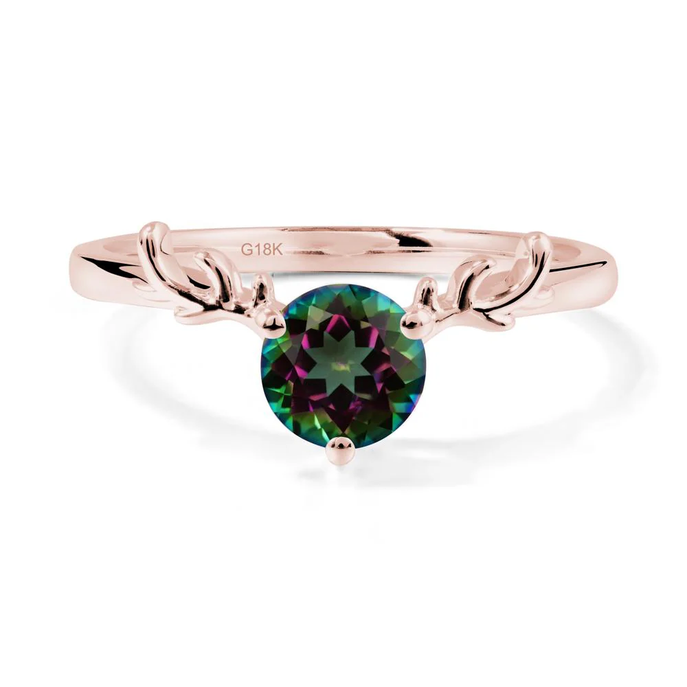 Round Mystic Topaz Antler Christmas Ring - Image 4