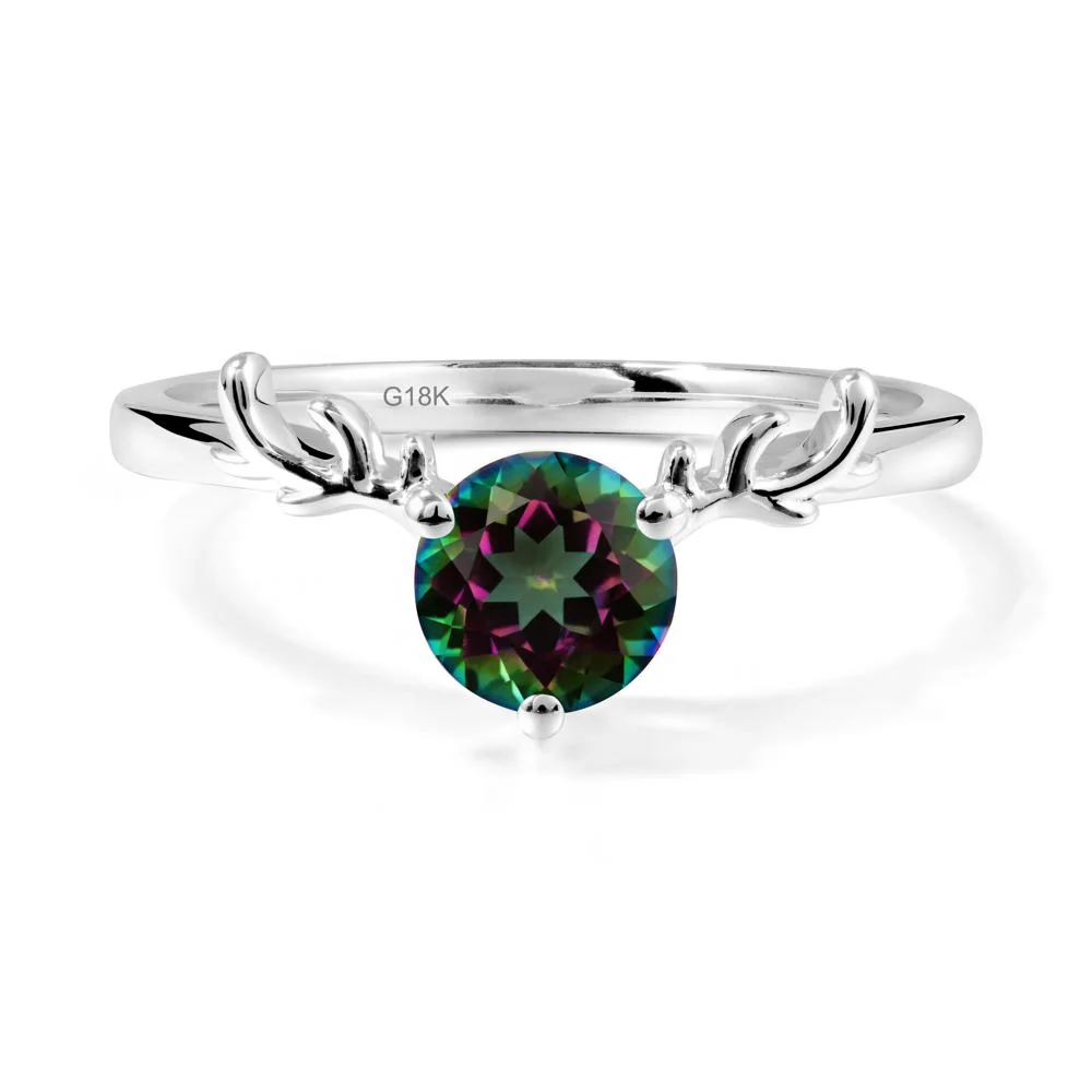 Round Mystic Topaz Antler Christmas Ring - Image 5