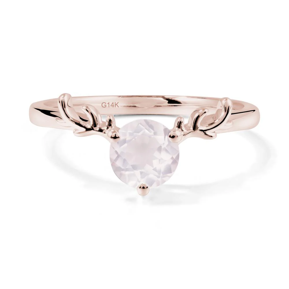Round Rose Quartz Reindeer Ring - Image 2