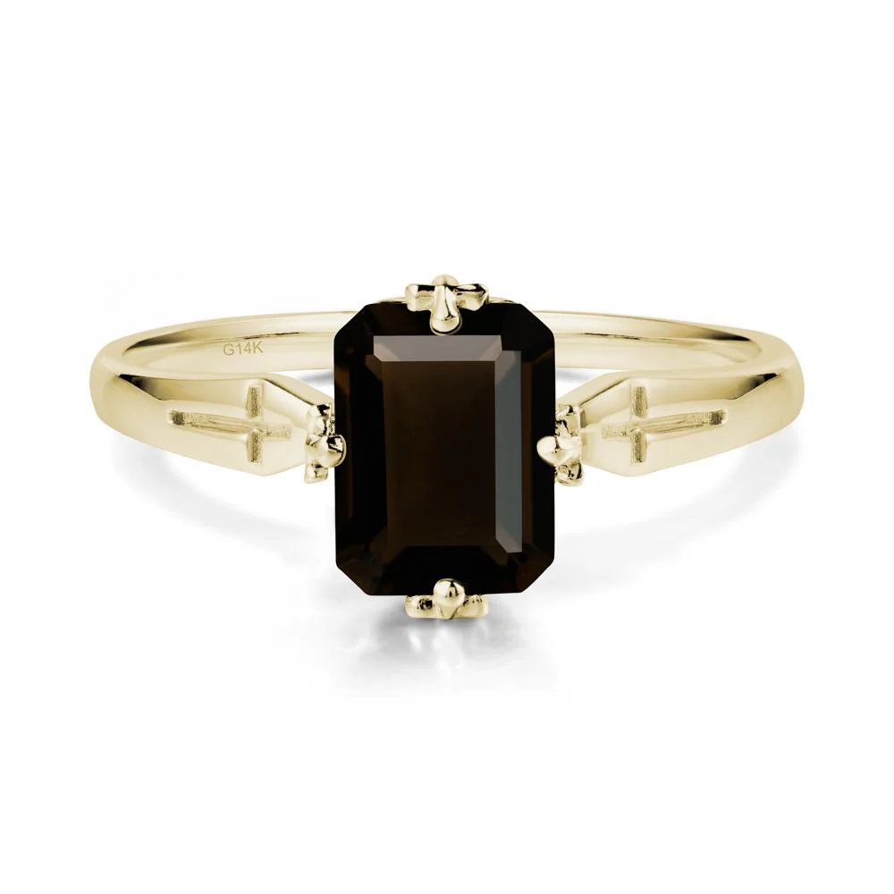 Solitaire Smoky Quartz Gothic Cross Ring - Image 4