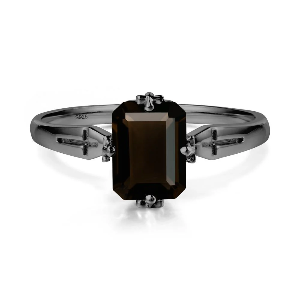 Solitaire Smoky Quartz Gothic Cross Ring - Image 8