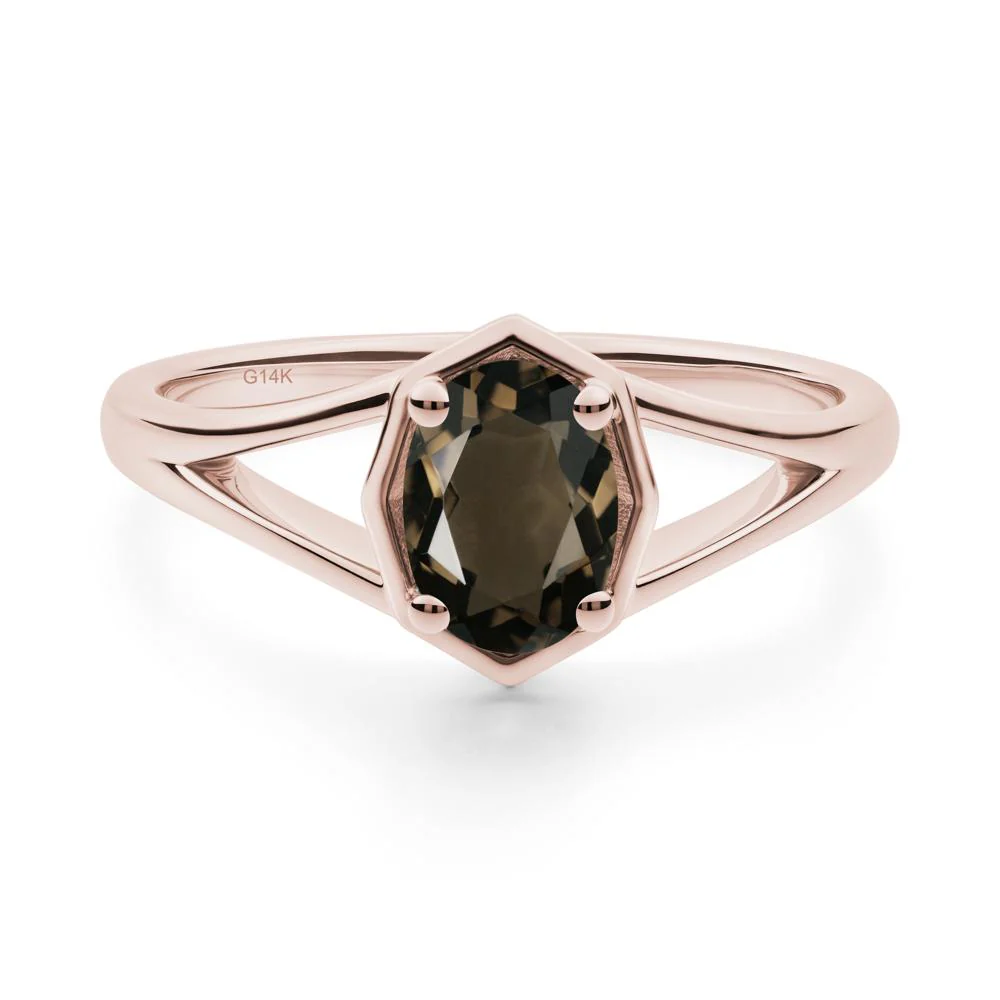 Solitaire Smoky Quartz Ring with Octagon Frame