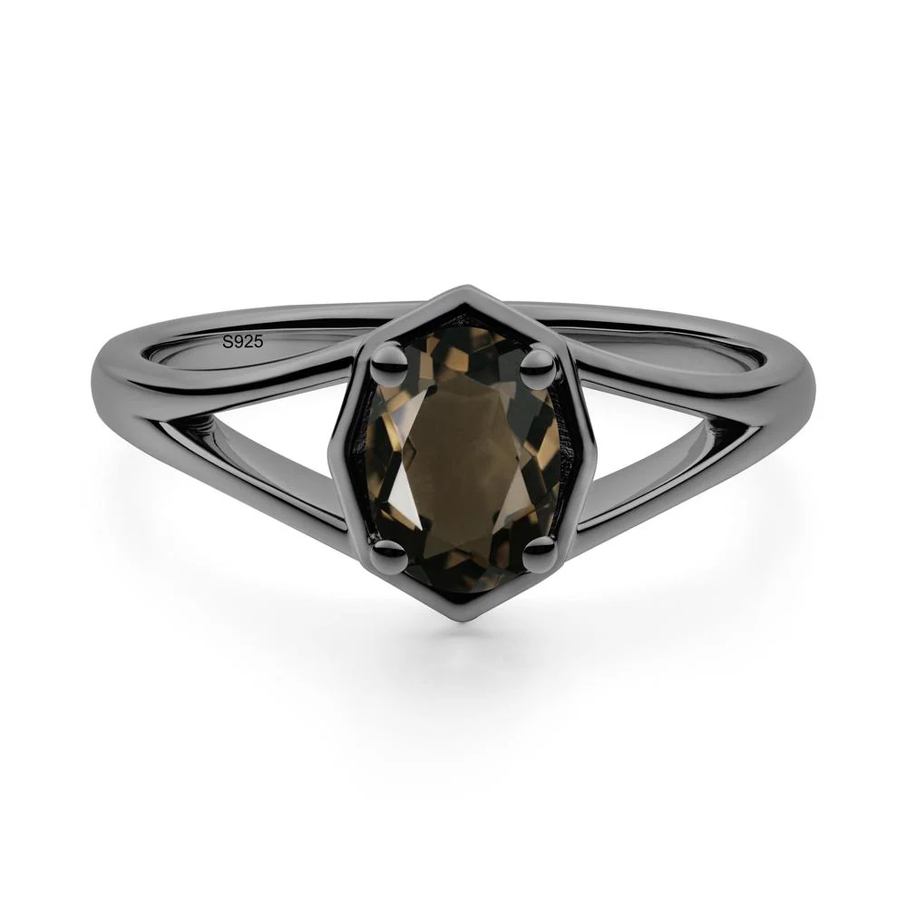 Solitaire Smoky Quartz Ring with Octagon Frame - Image 6