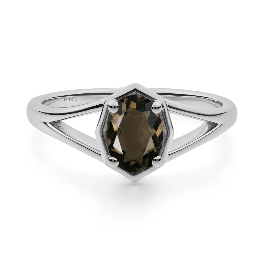 Solitaire Smoky Quartz Ring with Octagon Frame - Image 7