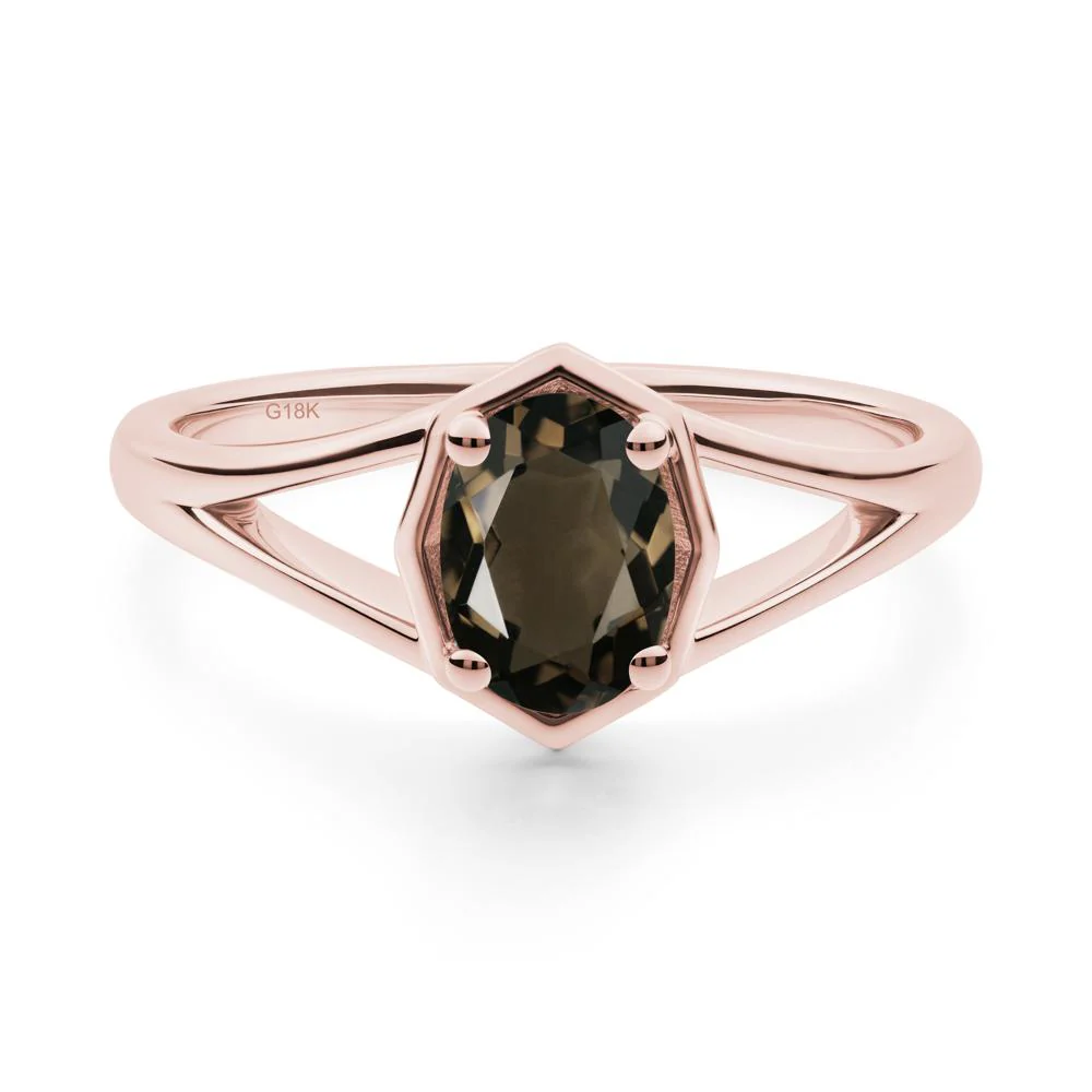 Solitaire Smoky Quartz Ring with Octagon Frame - Image 8