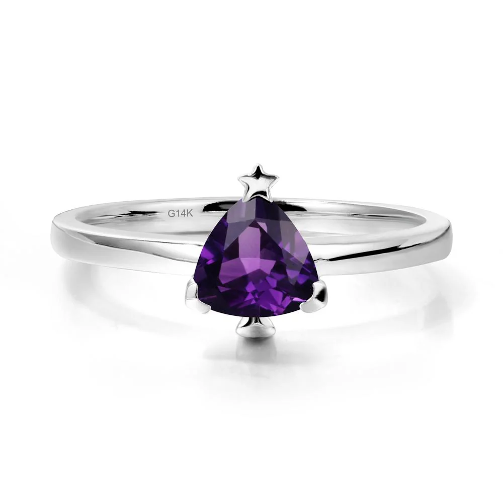 Solitaire Trillion Cut Amethyst Ring with Star - Image 3