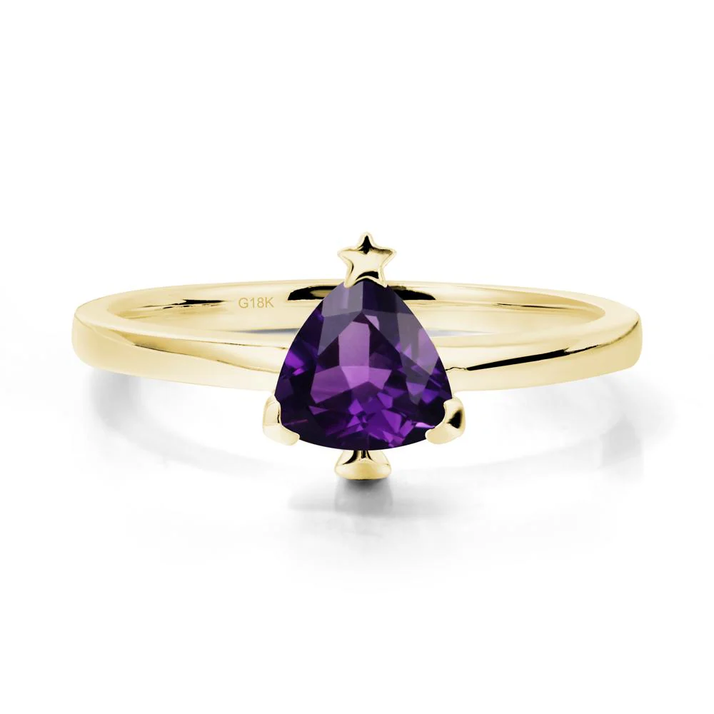 Solitaire Trillion Cut Amethyst Ring with Star - Image 6