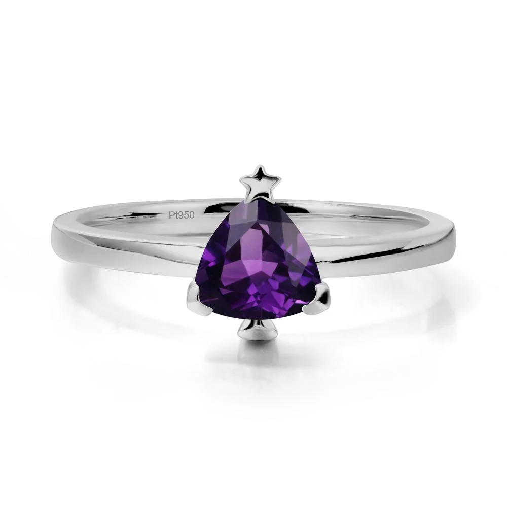 Solitaire Trillion Cut Amethyst Ring with Star - Image 8