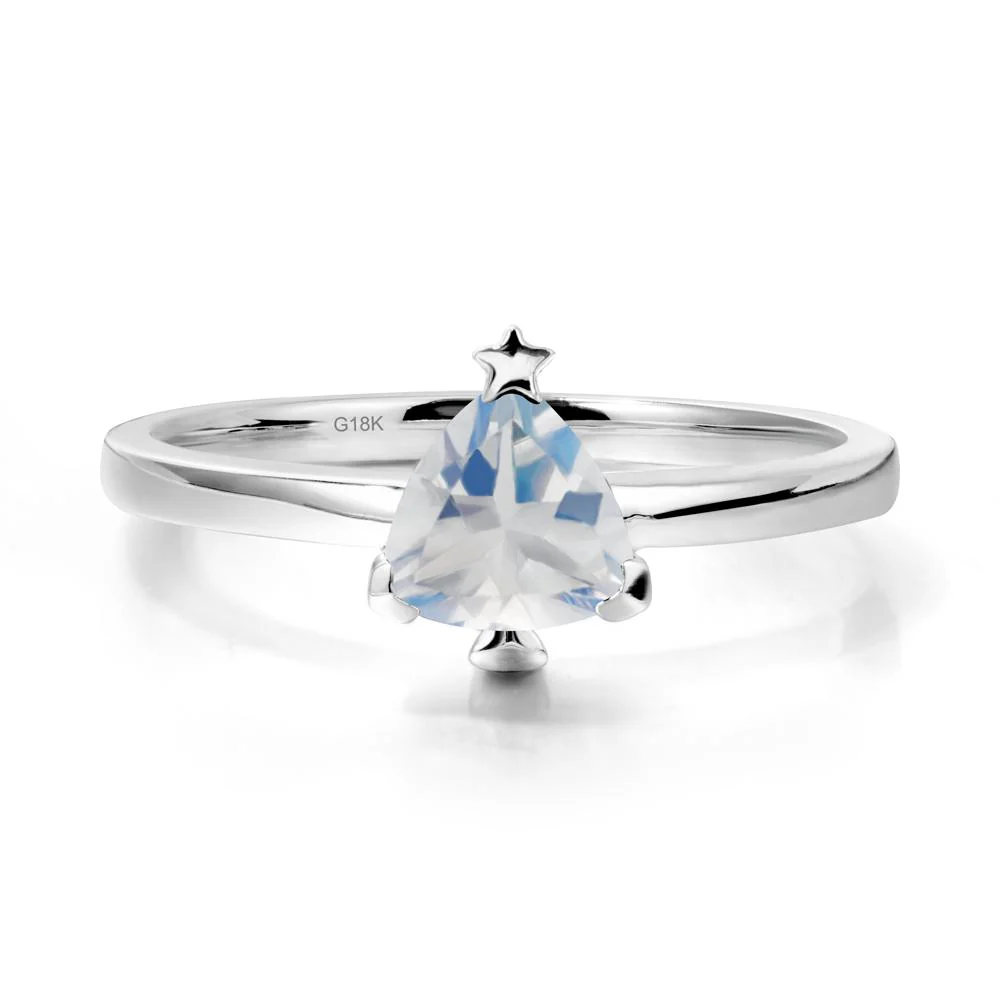 Solitaire Trillion Cut Moonstone Ring with Star - Image 5