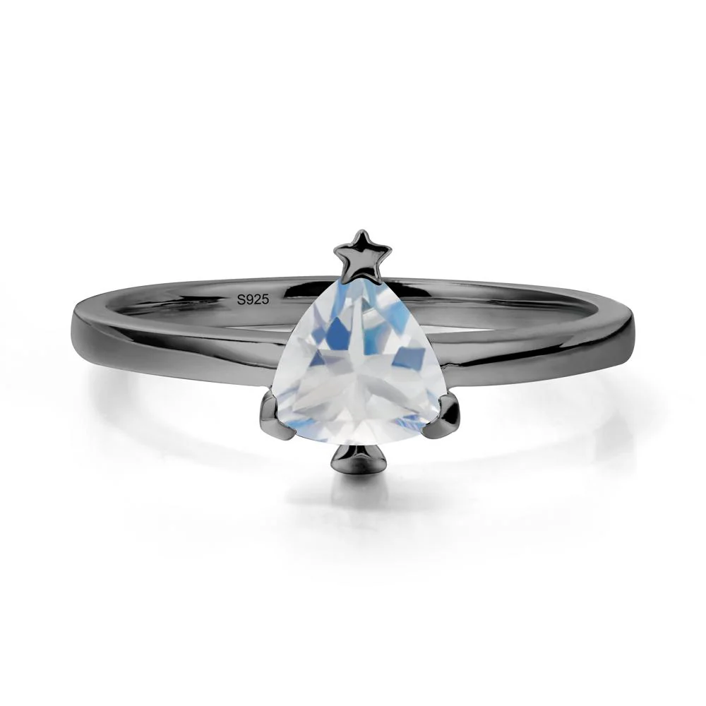 Solitaire Trillion Cut Moonstone Ring with Star - Image 7