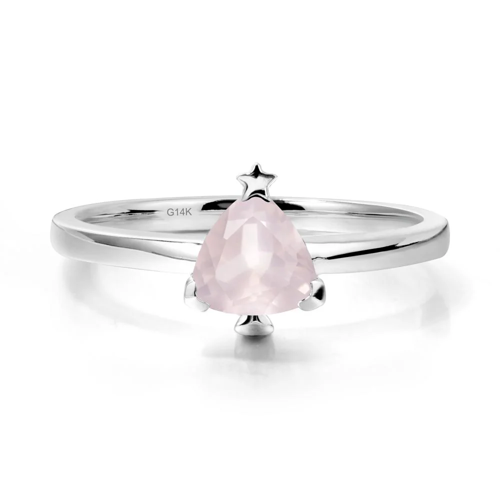 Solitaire Trillion Cut Rose Quartz Ring with Star - Image 3