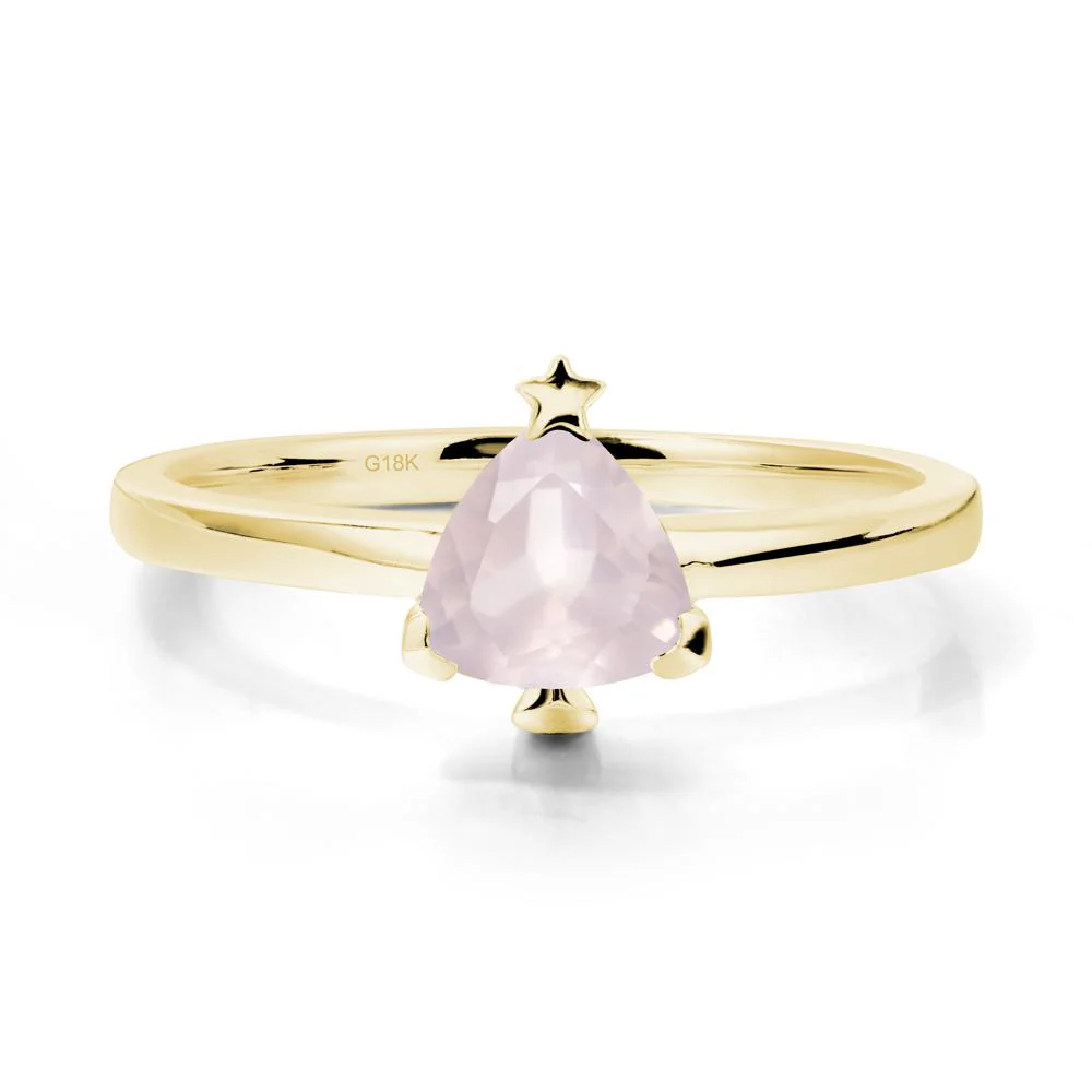 Solitaire Trillion Cut Rose Quartz Ring with Star - Image 7