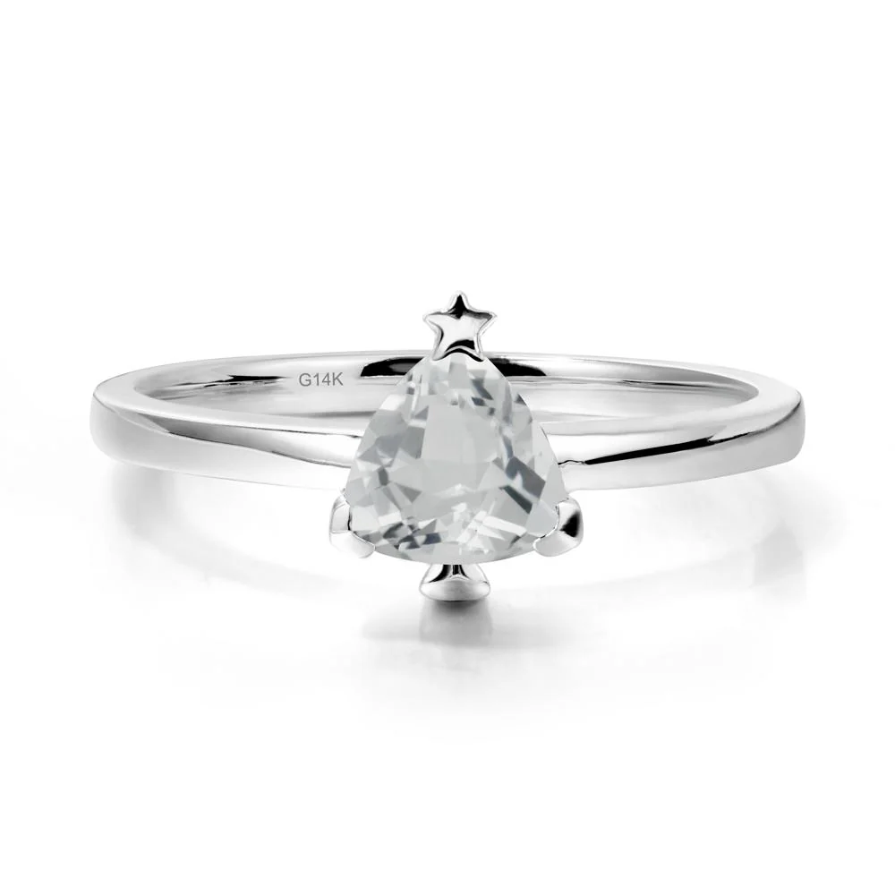 Solitaire Trillion Cut White Topaz Ring with Star - Image 3
