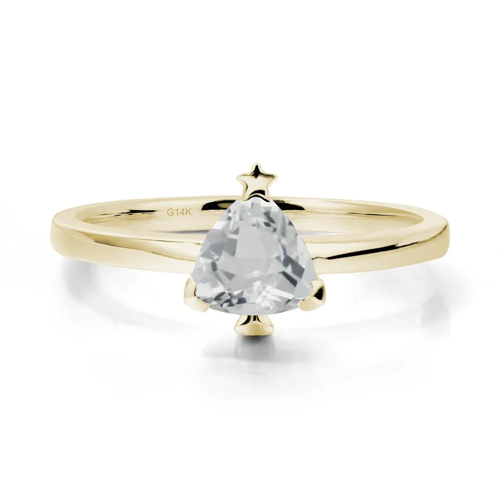 Solitaire Trillion Cut White Topaz Ring with Star - Image 4