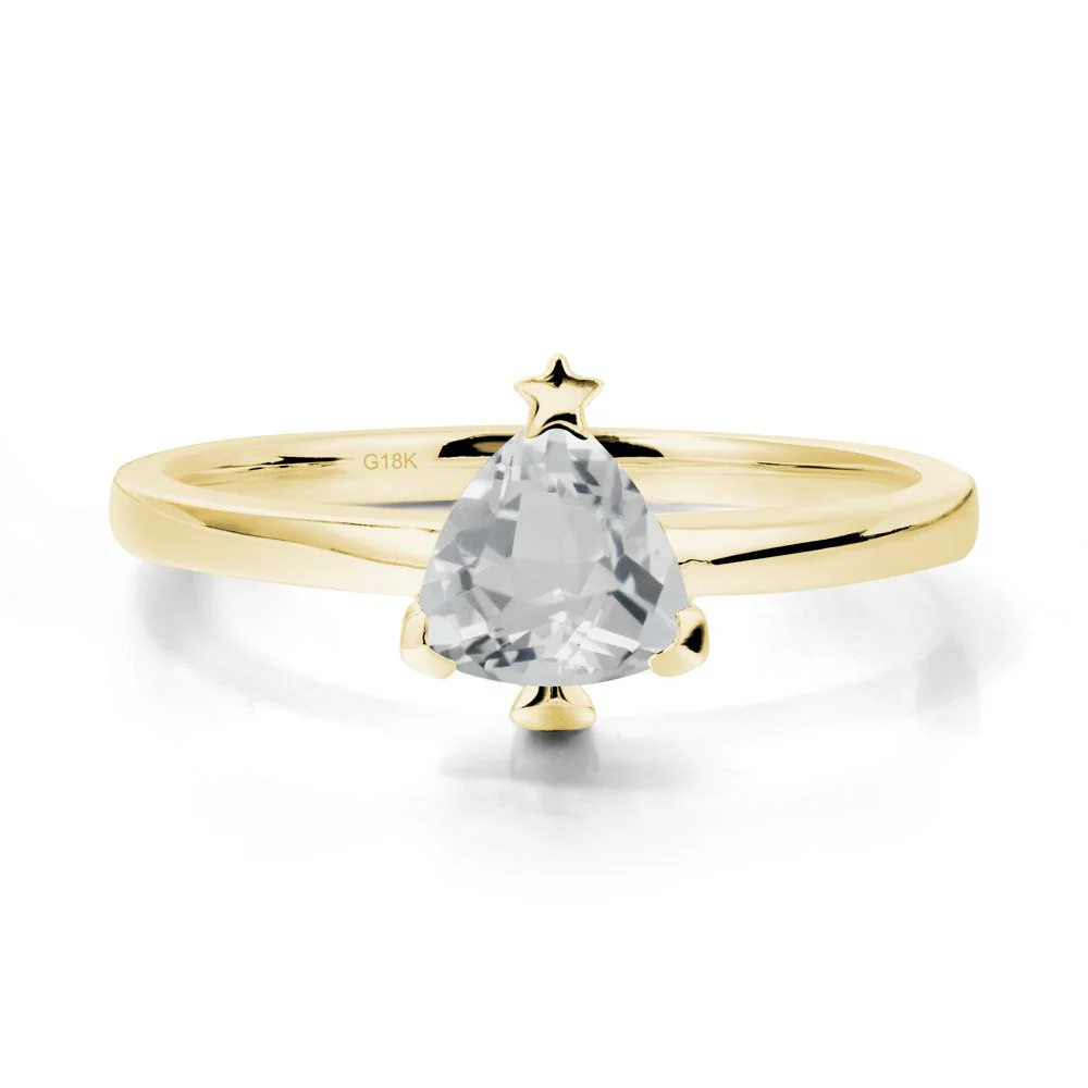 Solitaire Trillion Cut White Topaz Ring with Star - Image 7