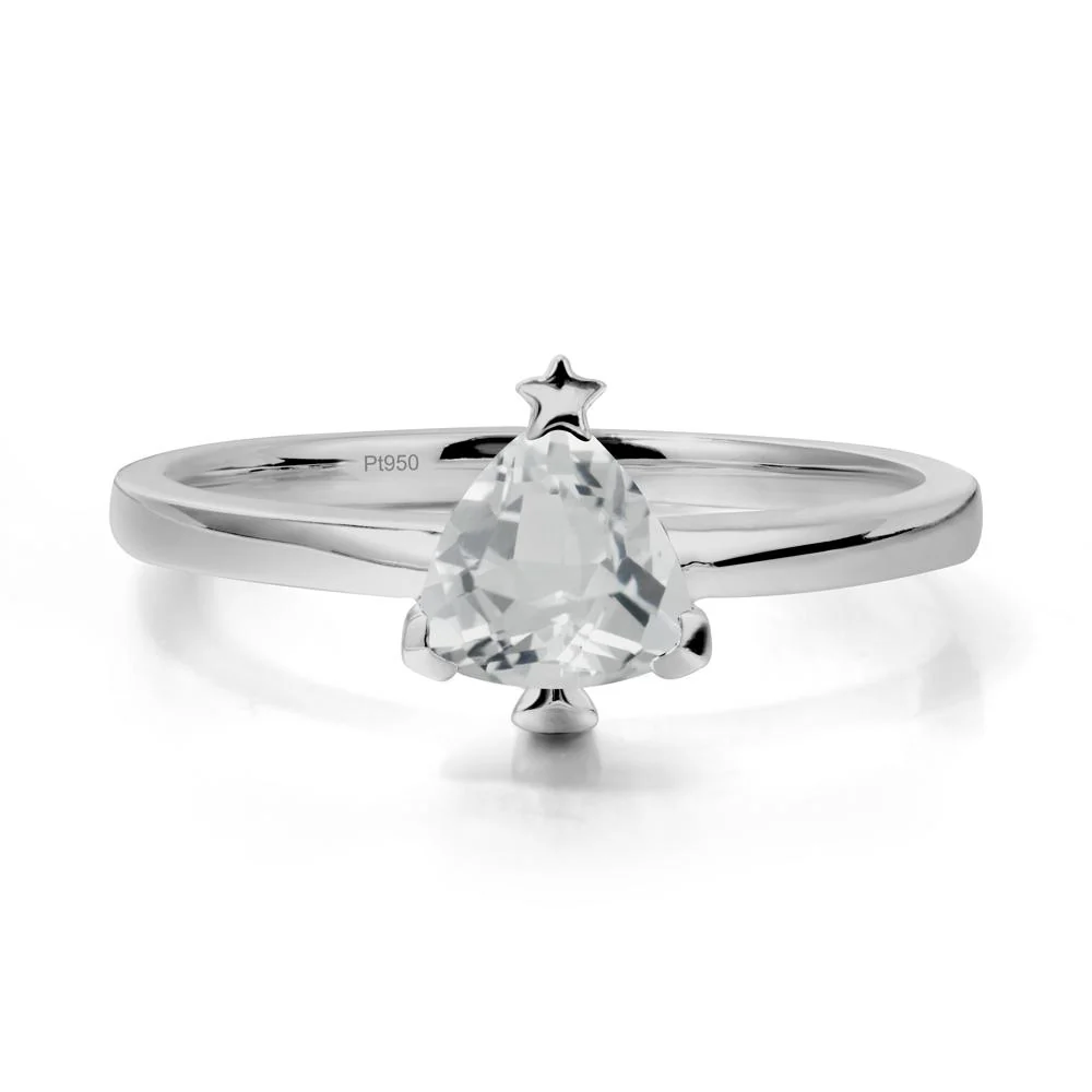 Solitaire Trillion Cut White Topaz Ring with Star - Image 9