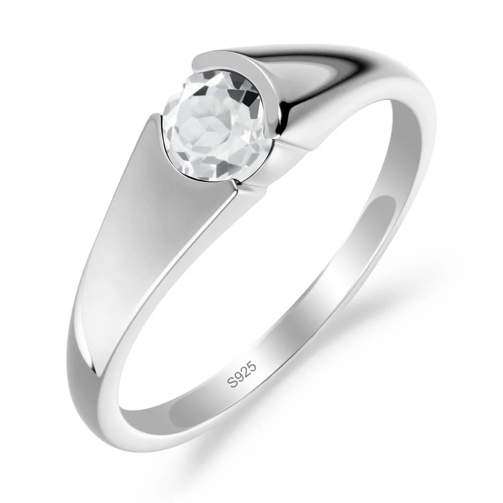 Solitaire White Topaz Promise Ring - Image 3