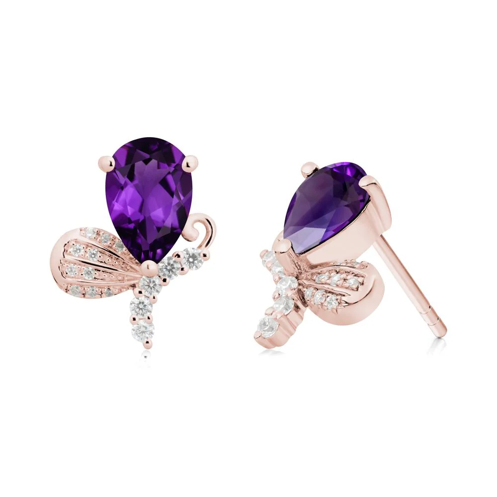 Sparkling Wing Amethyst Butterfly Earrings - Image 8