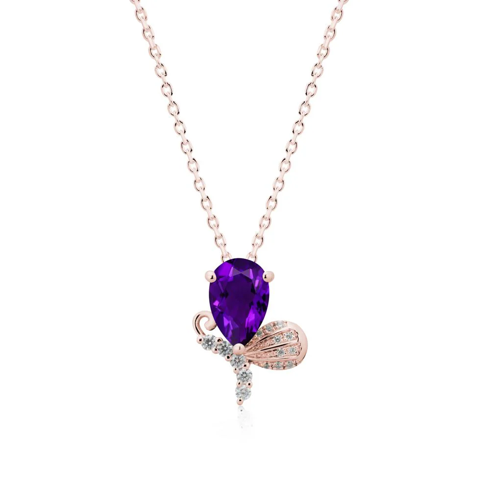 Sparkling Wing Amethyst Butterfly Necklace - Image 5