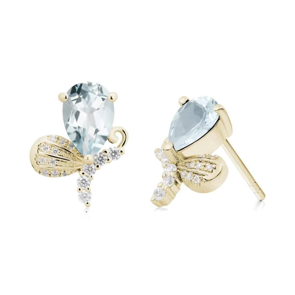 Sparkling Wing Aquamarine Butterfly Earrings - Image 8