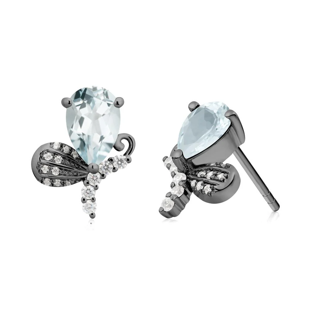 Sparkling Wing Aquamarine Butterfly Earrings - Image 9