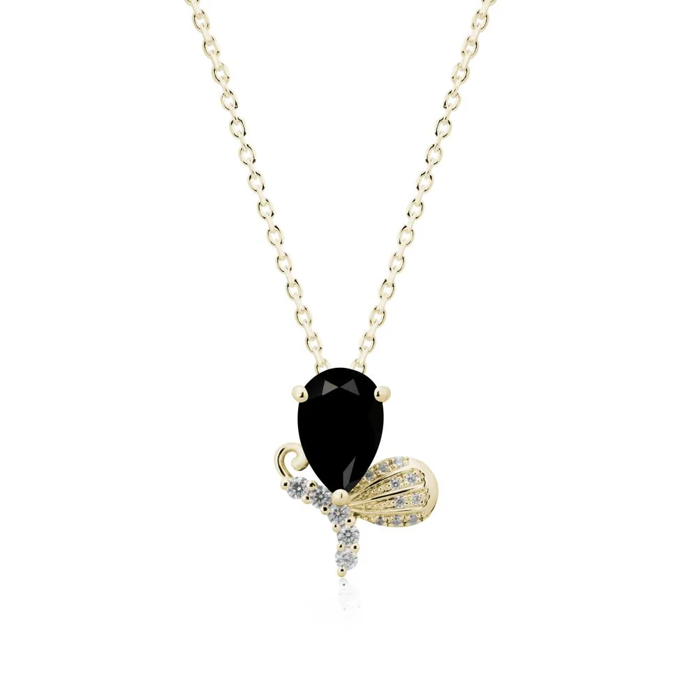 Sparkling Wing Black Spinel Butterfly Necklace - Image 4
