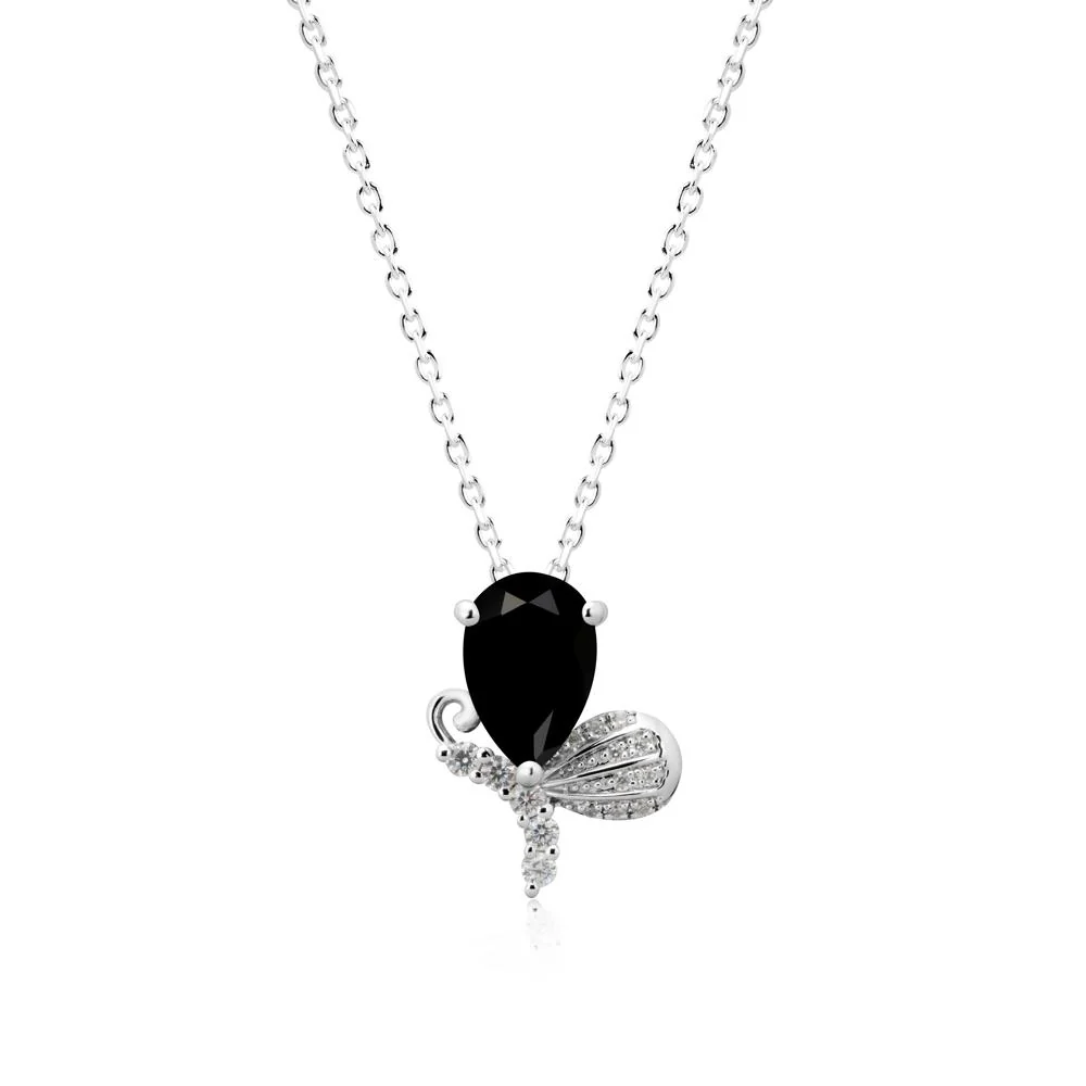 Sparkling Wing Black Spinel Butterfly Necklace - Image 6