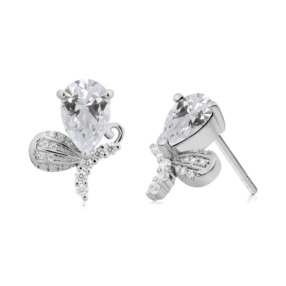 Sparkling Wing Cubic Zirconia Butterfly Earrings - Image 6
