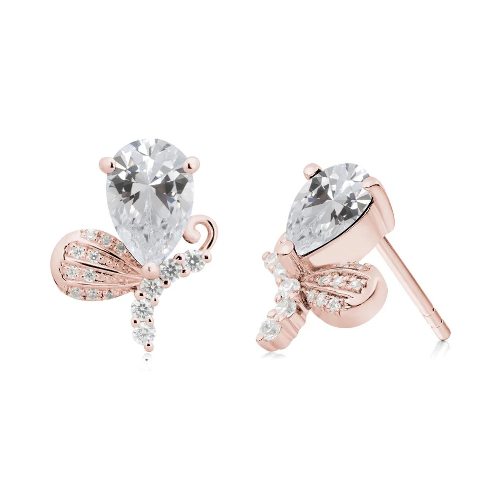 Sparkling Wing Cubic Zirconia Butterfly Earrings - Image 8