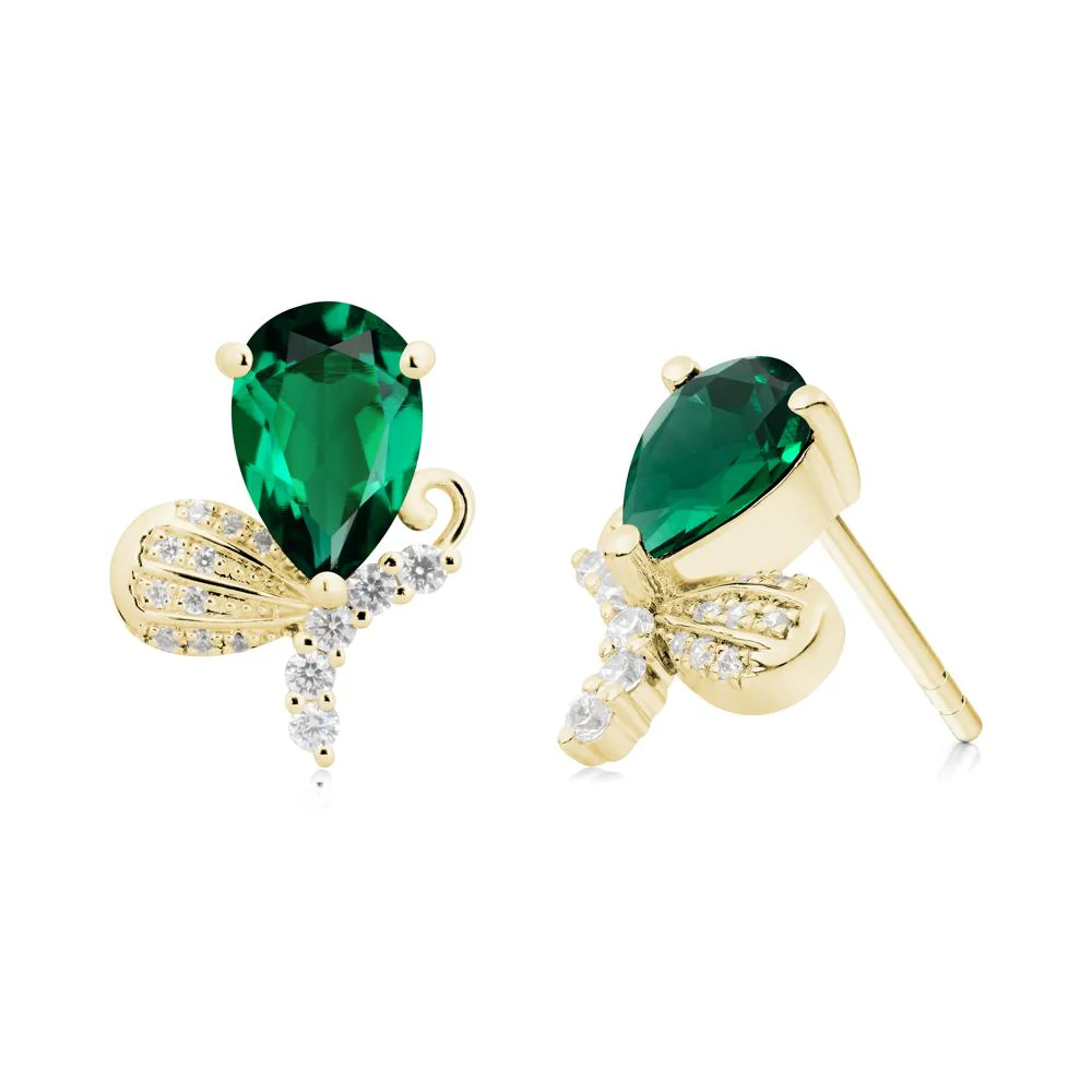 Sparkling Wing Emerald Butterfly Earrings - Image 7