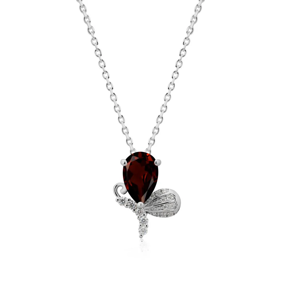 Sparkling Wing Garnet Butterfly Necklace