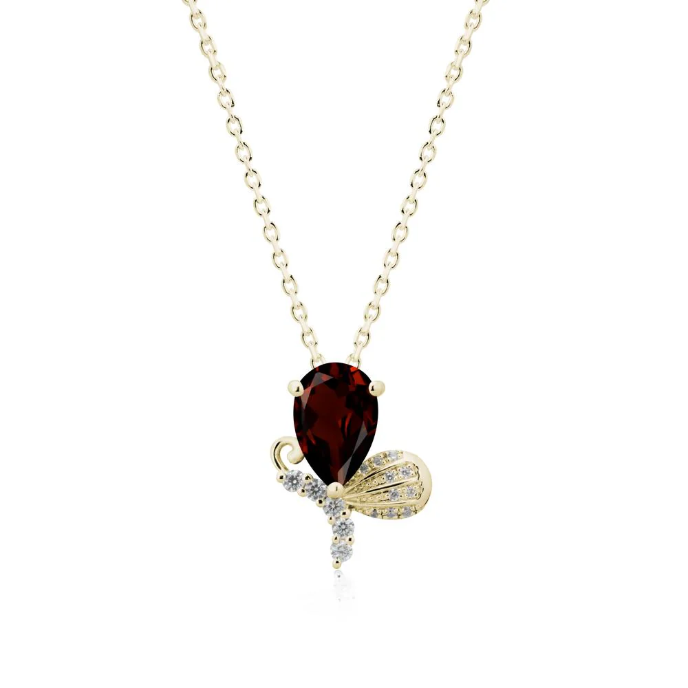 Sparkling Wing Garnet Butterfly Necklace - Image 4