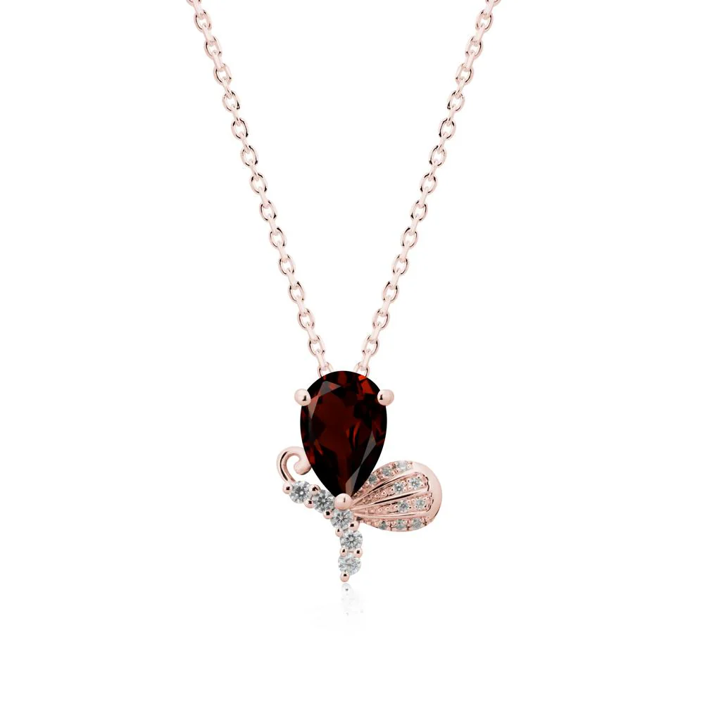 Sparkling Wing Garnet Butterfly Necklace - Image 5